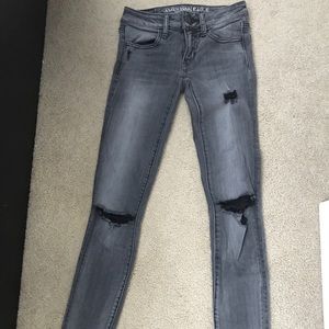American Eagle Ripped Gray Skinny Jeans